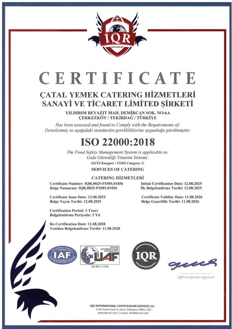 ISO 22000 — Gıda Güvenliği Yönetimi sertifikası