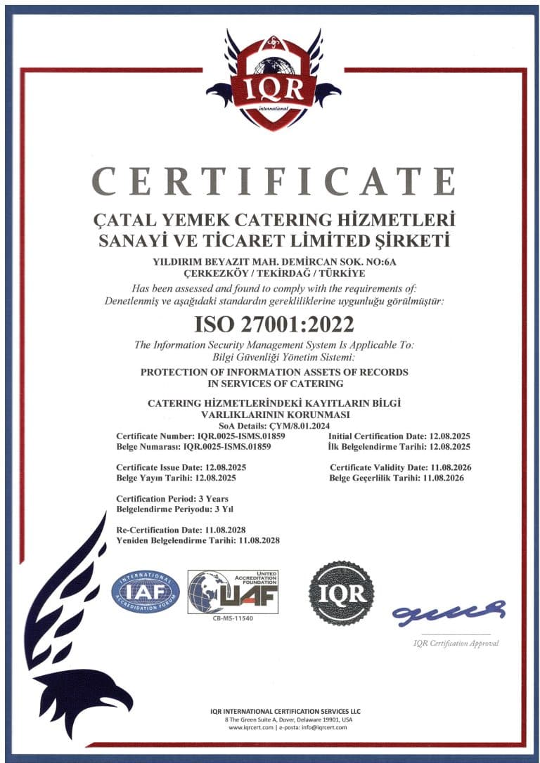 ISO 27001 — Bilgi Güvenliği Yönetimi sertifikası